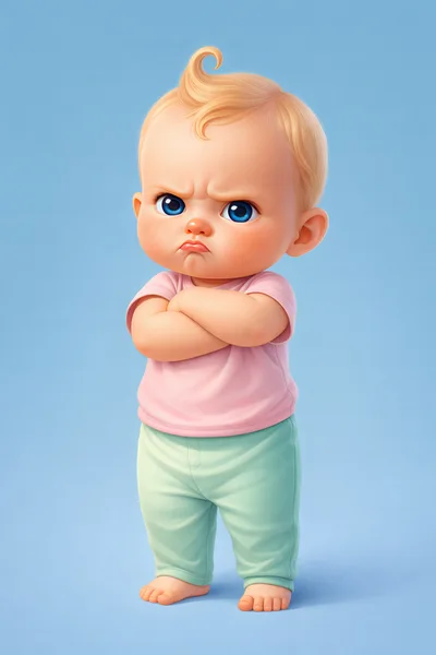 Angry Toddler Standing With Arms Crossed