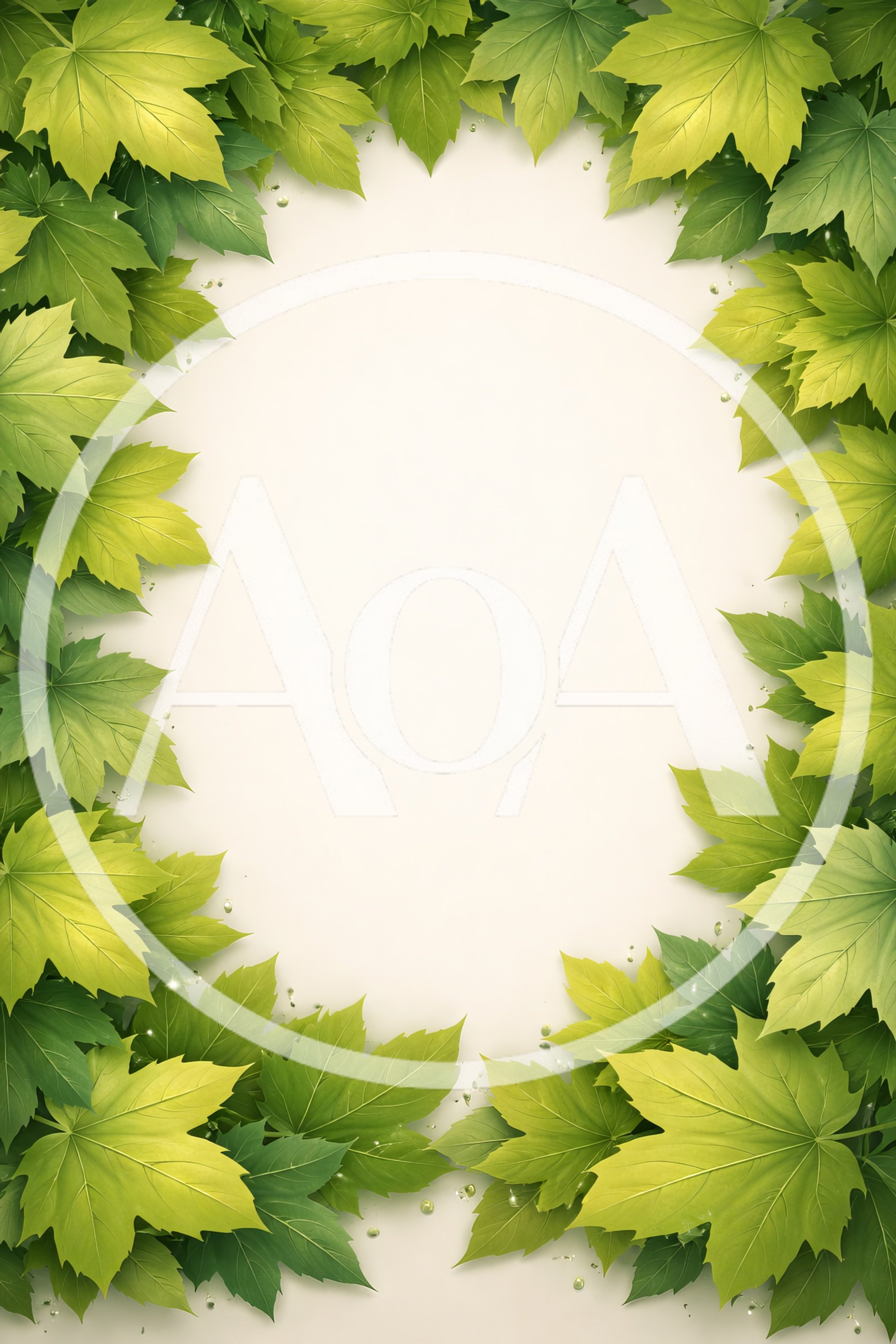 Green Maple Leaf Border Frame on White Background