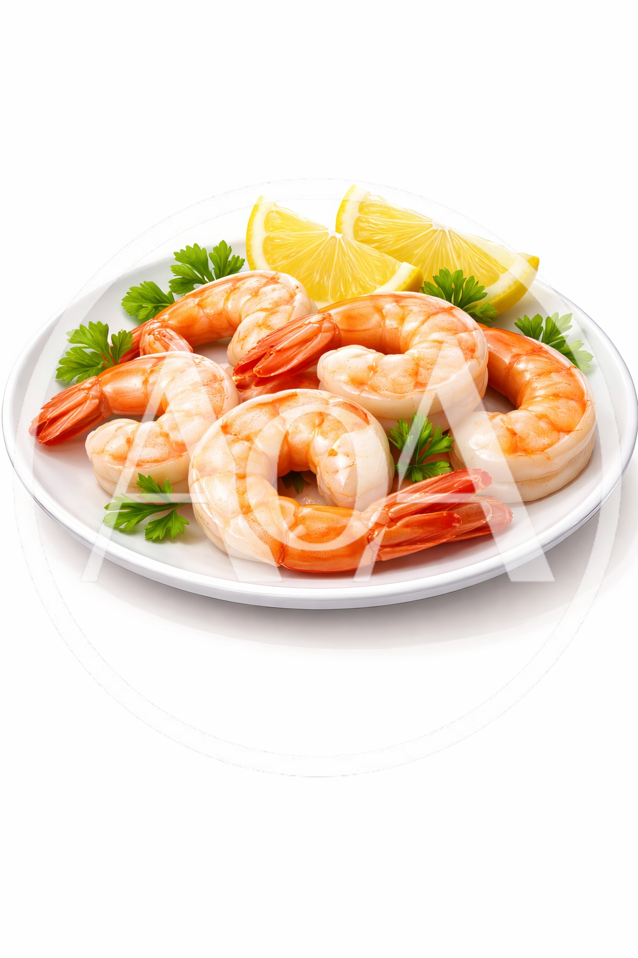 Fresh Cooked Shrimp Platter With Lemon And Parsley