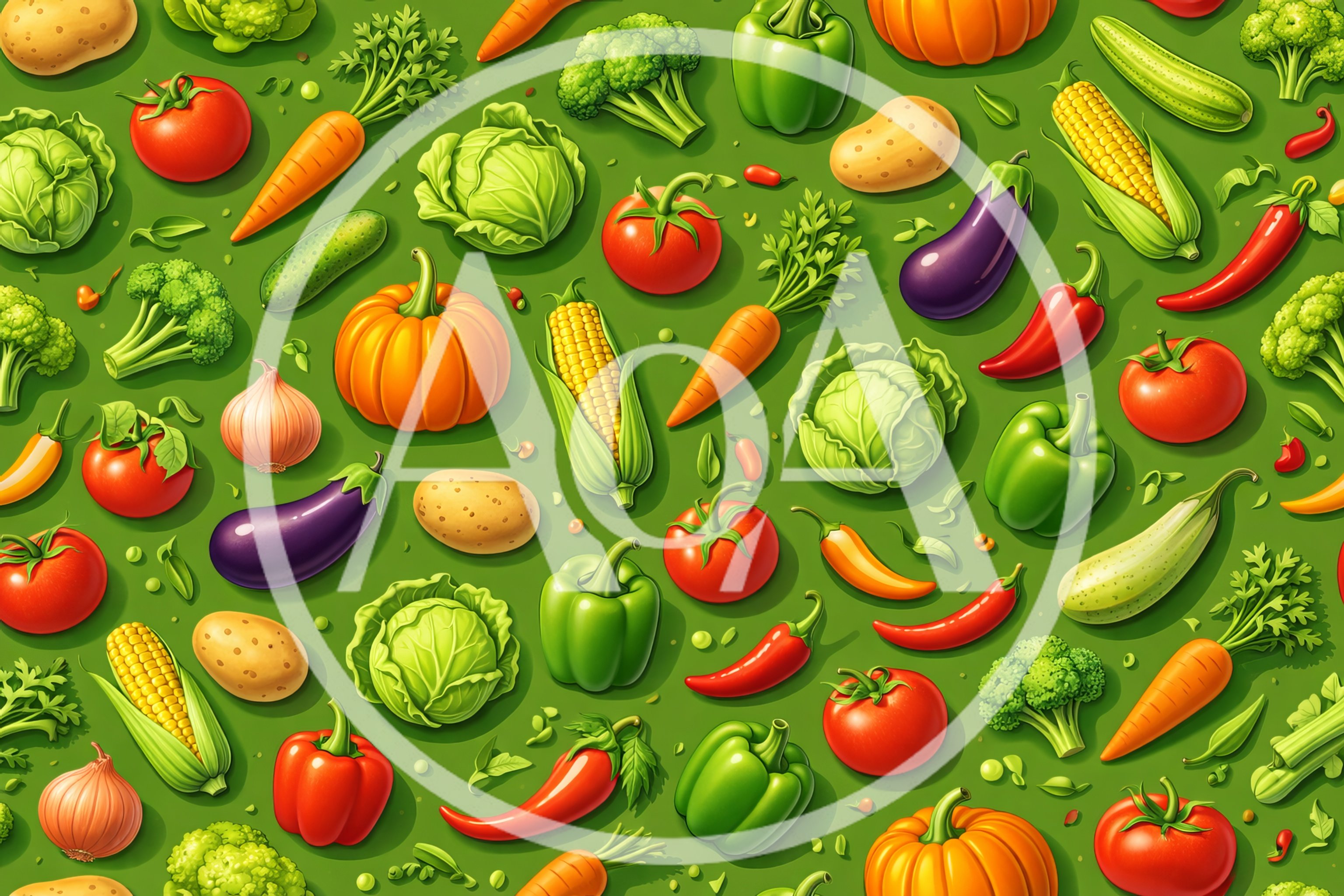 Seamless Pattern of Fresh Assorted Vegetables