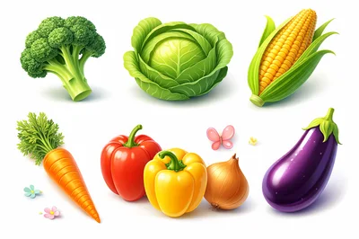 Fresh Assorted Vegetables Collection on White Background