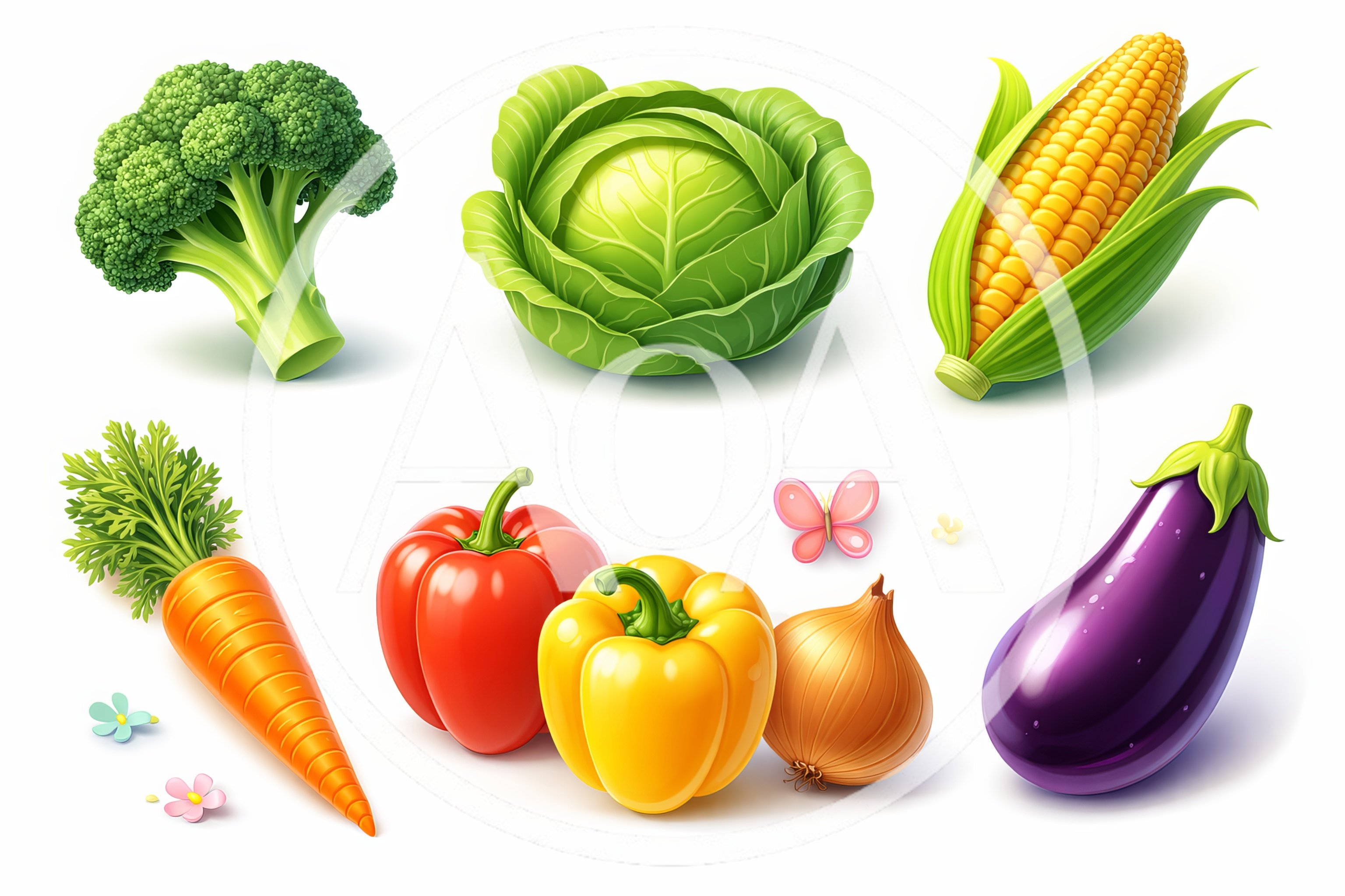 Fresh Assorted Vegetables Collection on White Background