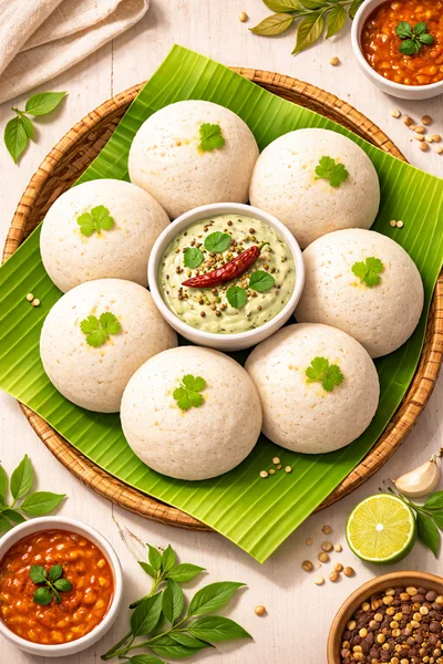 South Indian Idli Breakfast Platter with Chutney