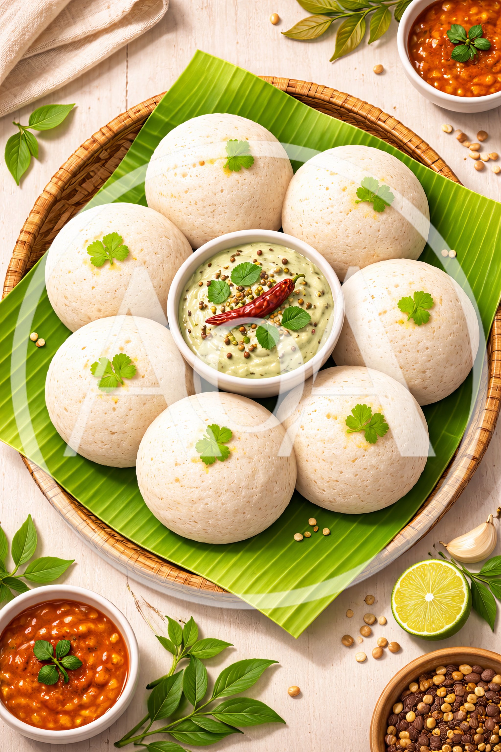 South Indian Idli Breakfast Platter with Chutney