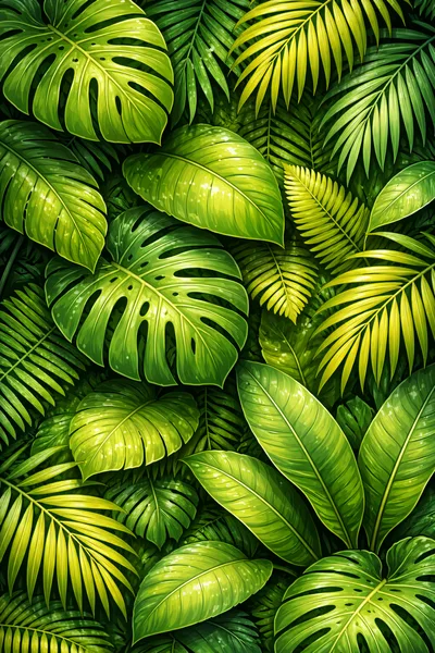 Lush Tropical Jungle Foliage Background