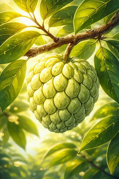 Fresh Sugar Apple Hanging From A Tree Branch