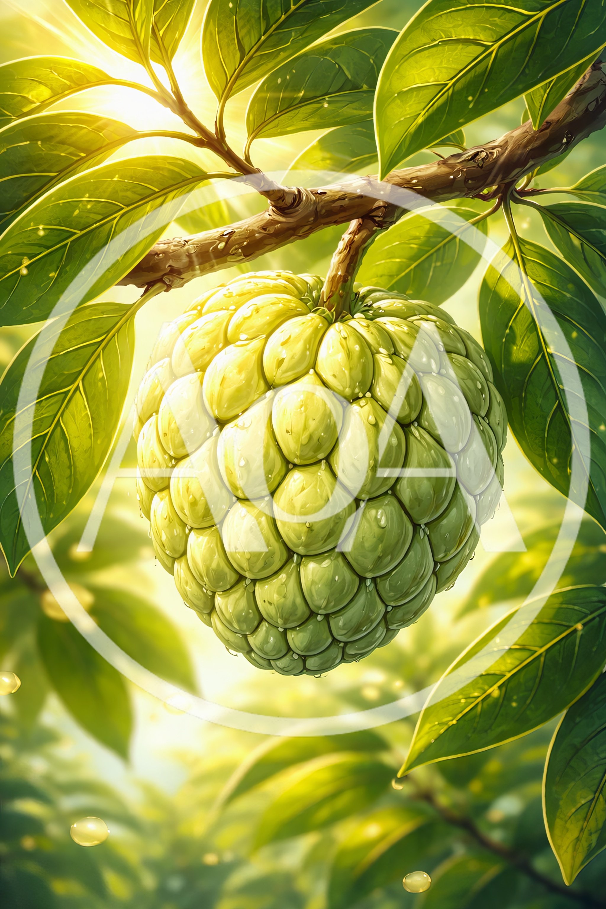 Fresh Sugar Apple Hanging From A Tree Branch