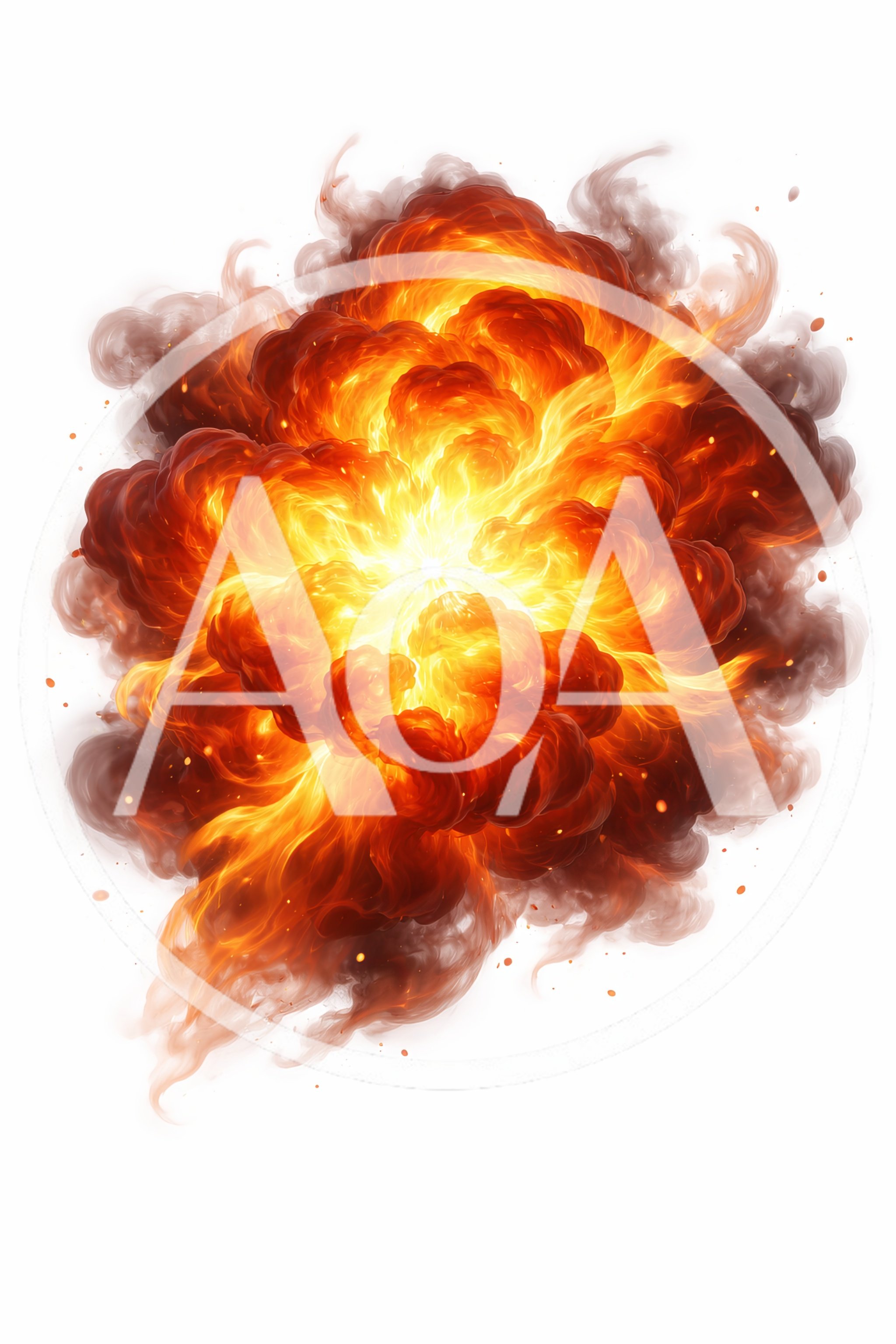 Large Fiery Explosion With Smoke And Sparks