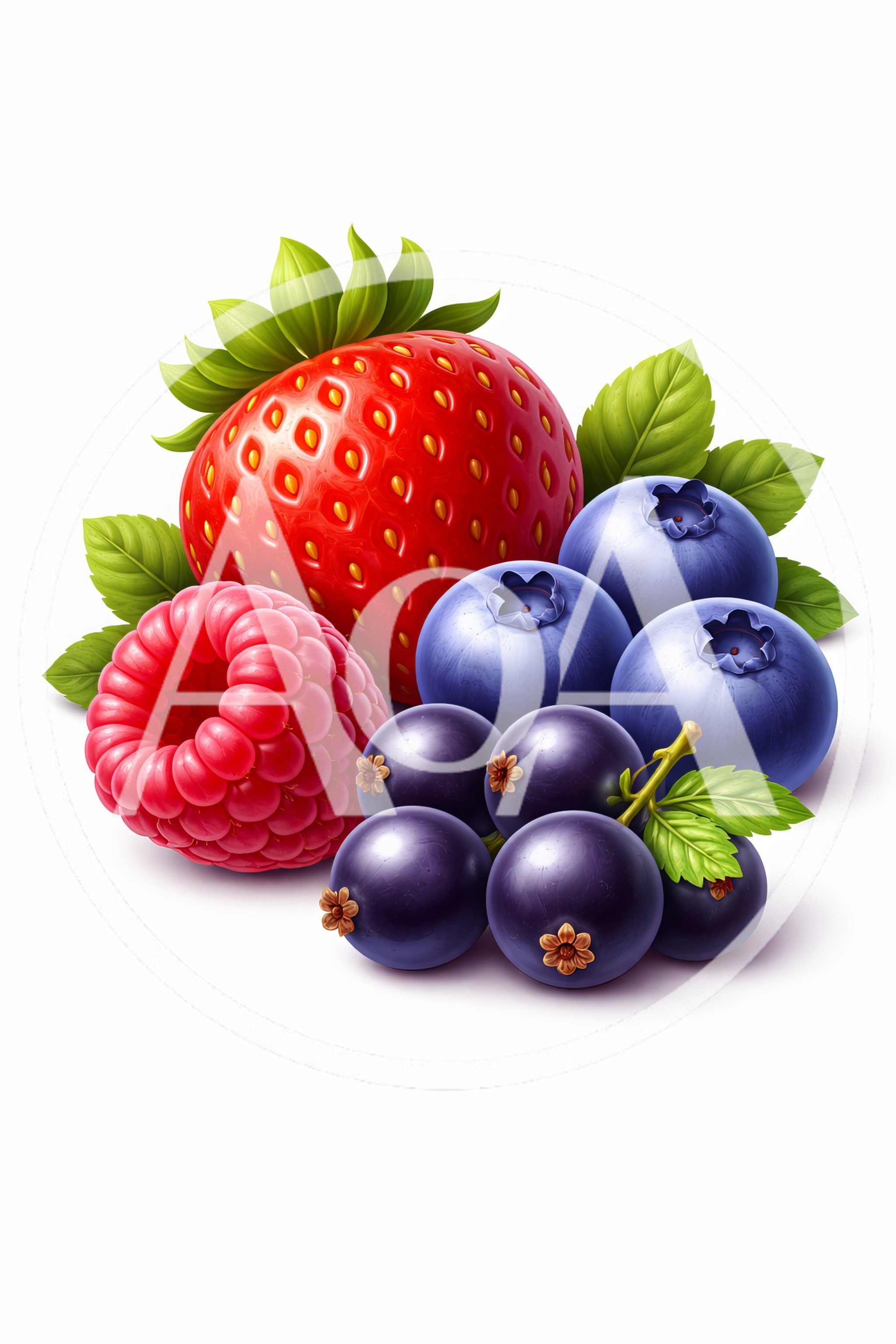 Fresh Assorted Berries With Green Leaves