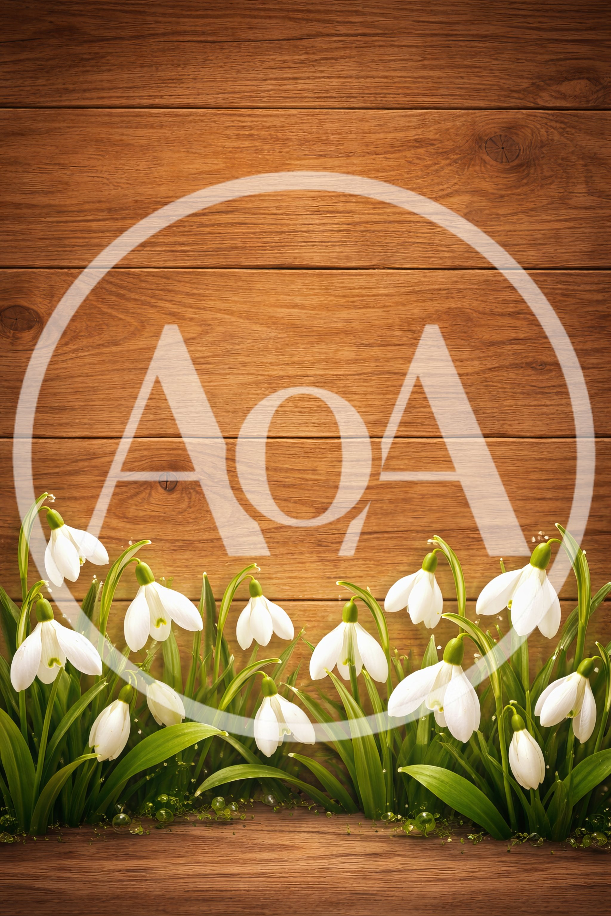 White Snowdrop Flowers Against Rustic Wooden Background