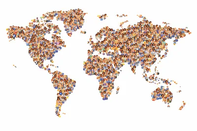 World Map Composed Of Diverse People Illustrations