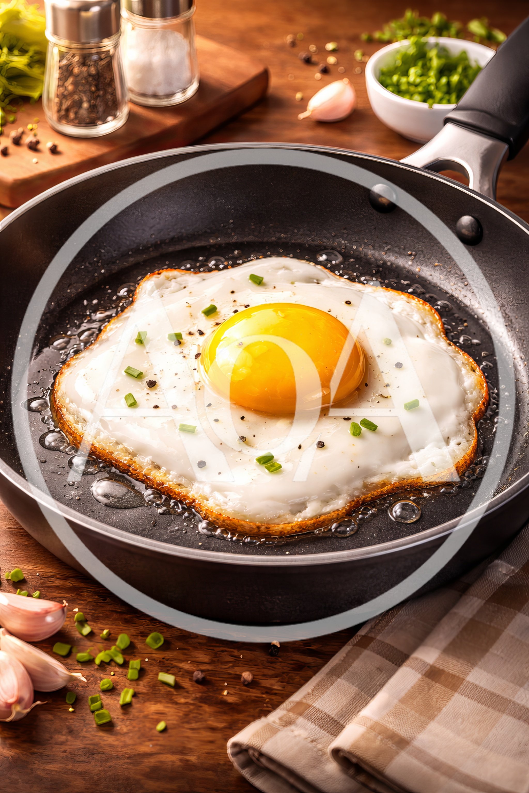 Fried Egg Cooking in a Nonstick Pan