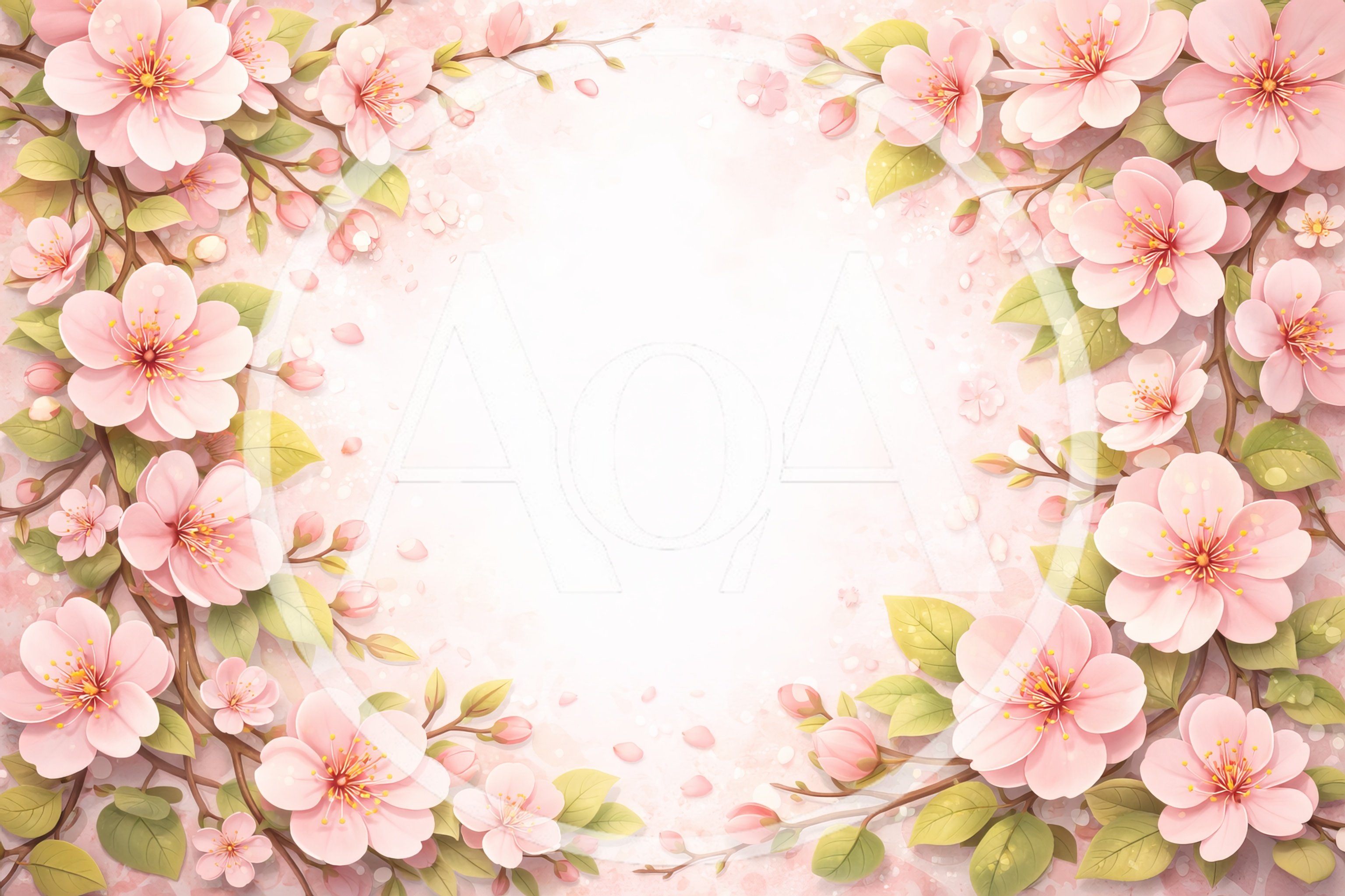 Pink Cherry Blossom Floral Frame Background