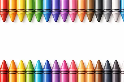 Colorful Wax Crayons Arranged In Two Parallel Rows