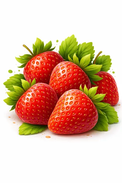 Fresh Ripe Strawberries With Green Leaves