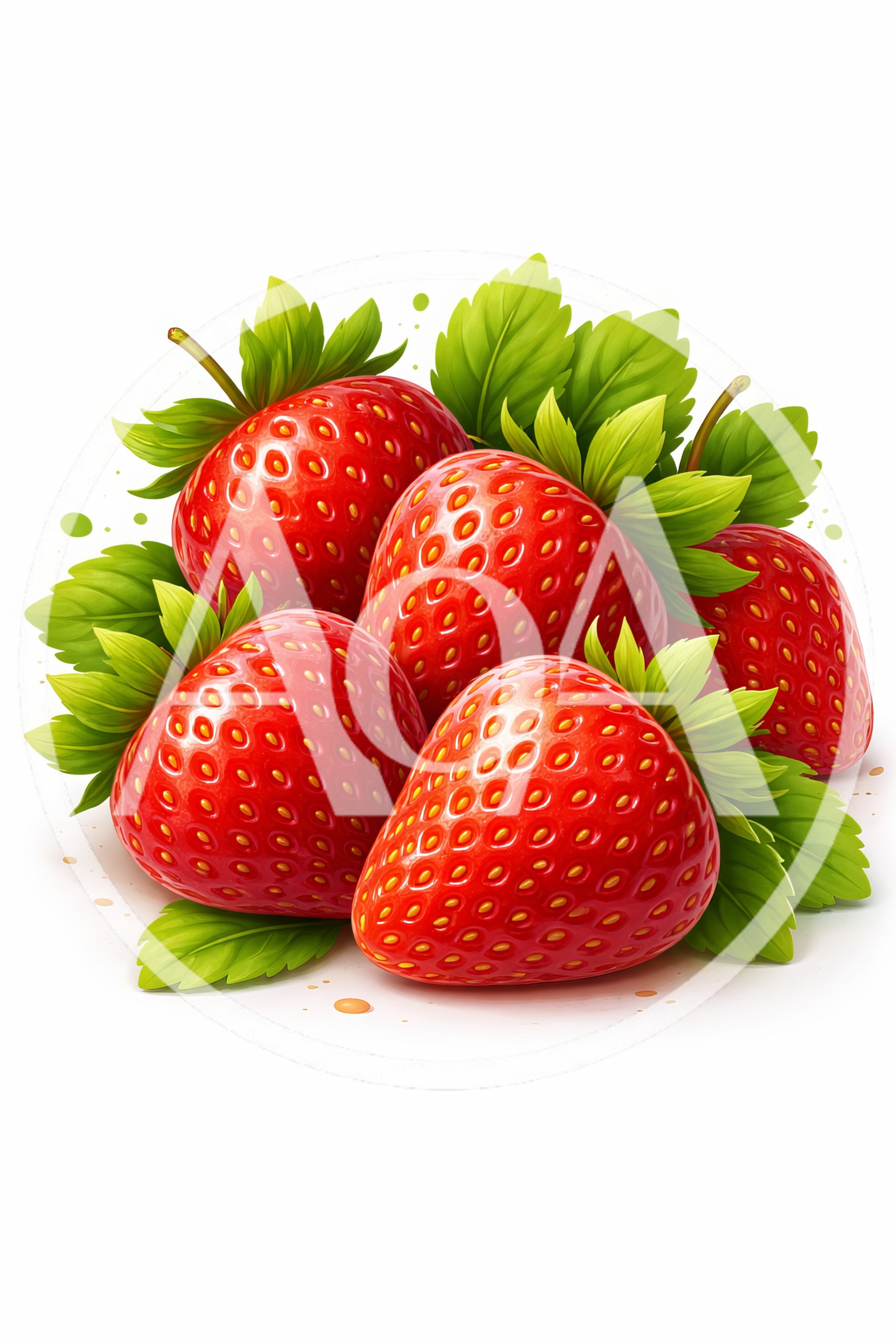 Fresh Ripe Strawberries With Green Leaves
