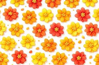 Seamless Pattern Of Colorful 3D Paper Flowers