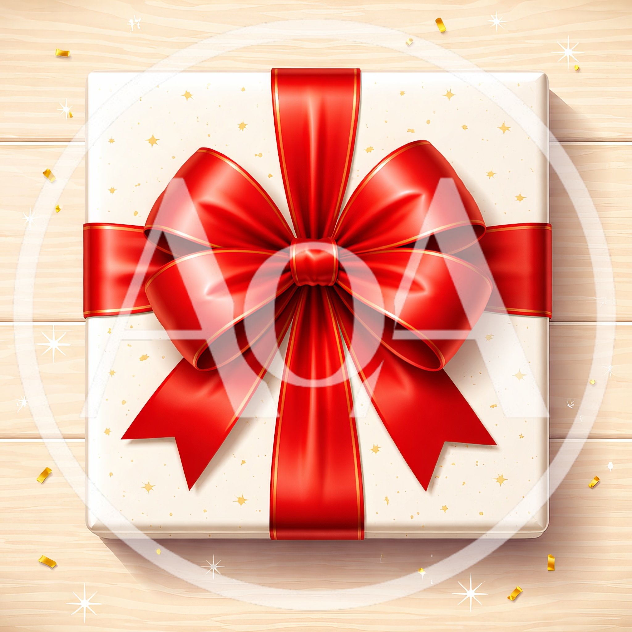 Top View Of A Gift Box With Red Ribbon