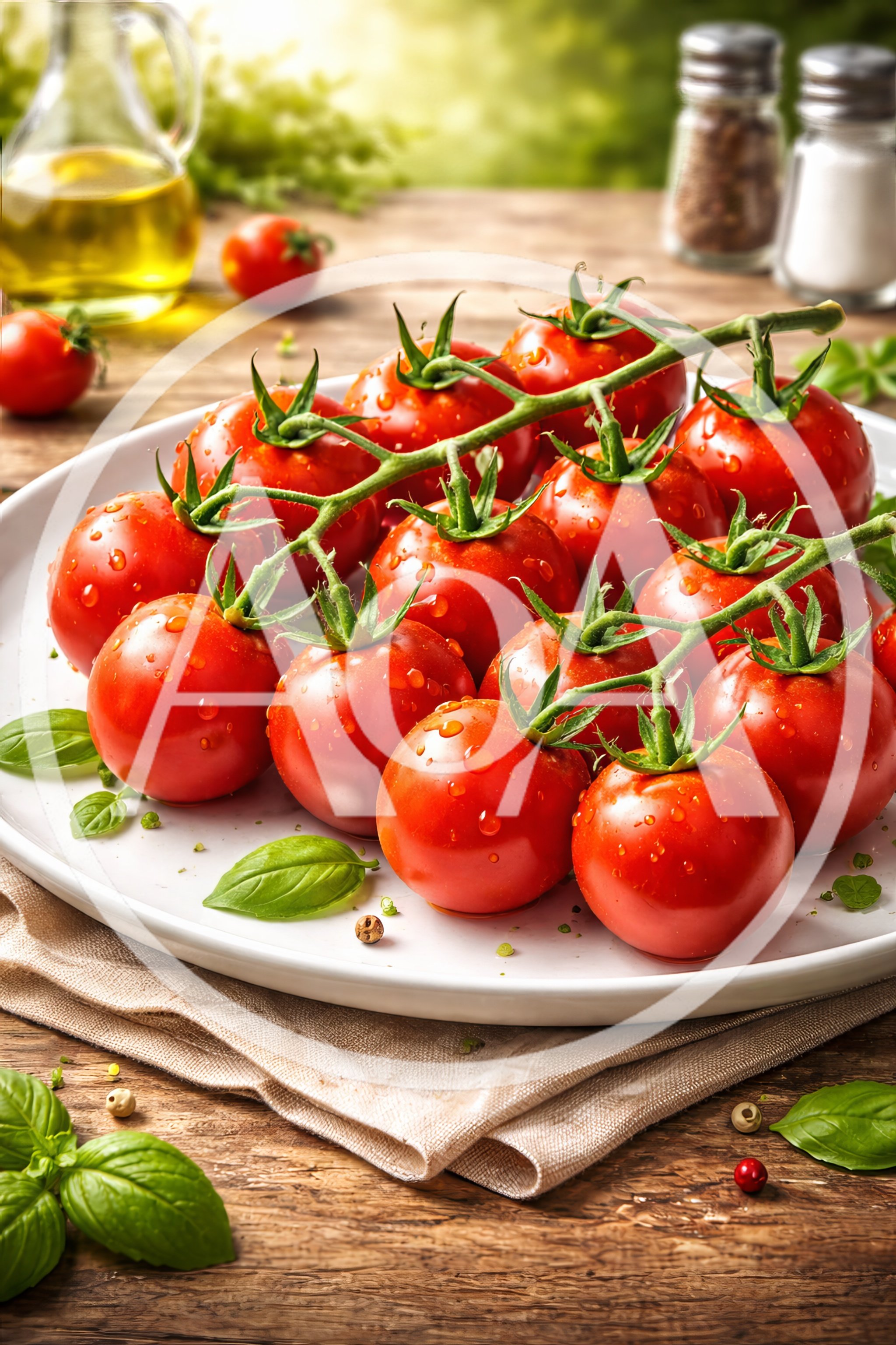 Fresh Vine Tomatoes on a White Plate