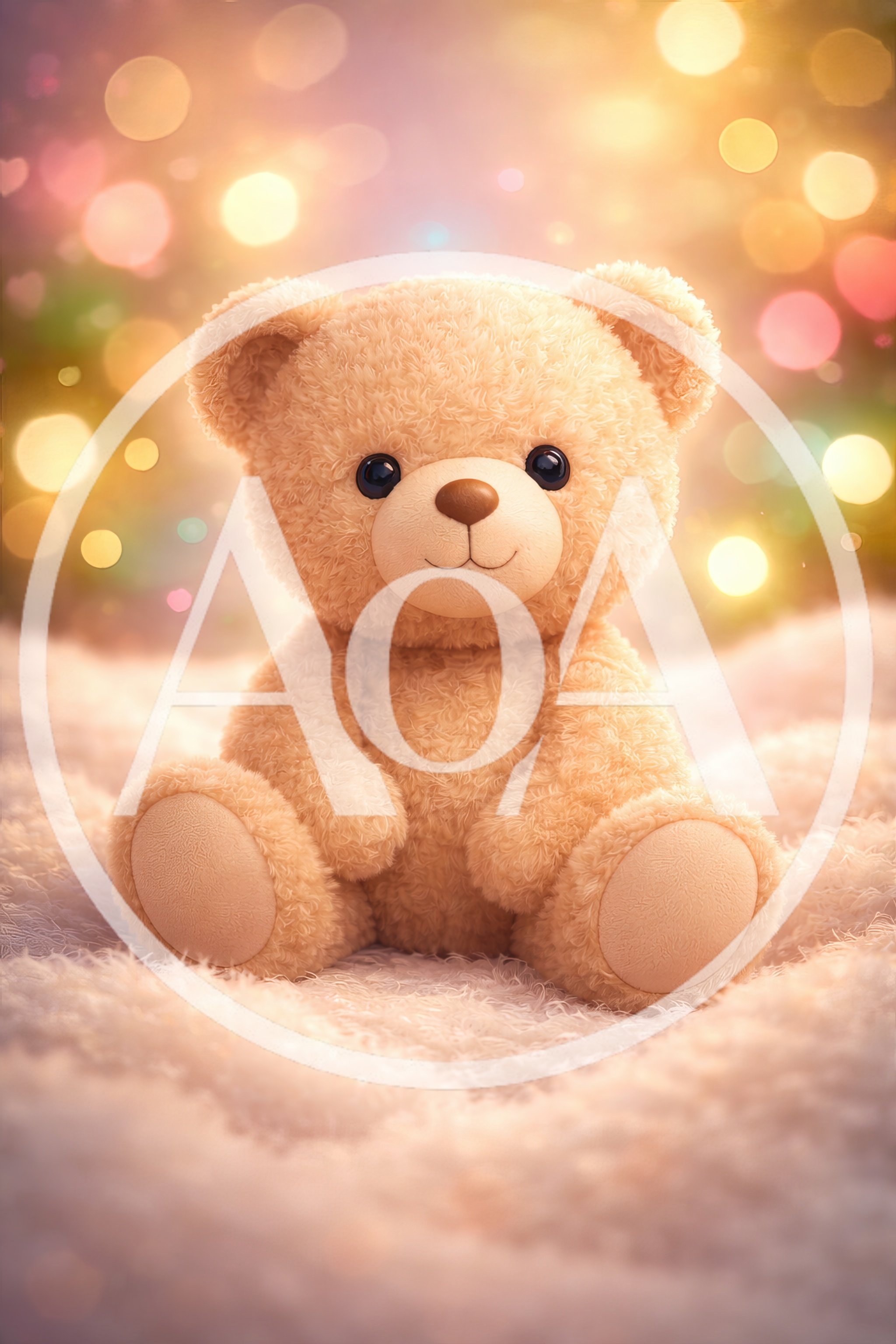 Cute Teddy Bear Sitting On Soft White Fur