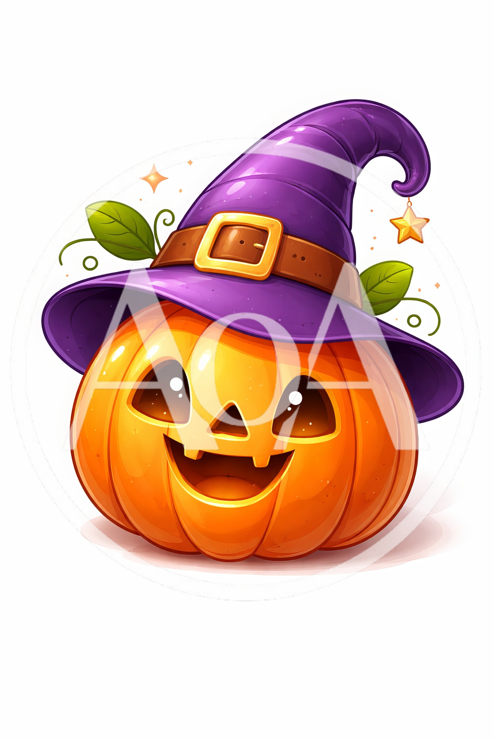 Cute Jack O Lantern Wearing A Purple Witch Hat