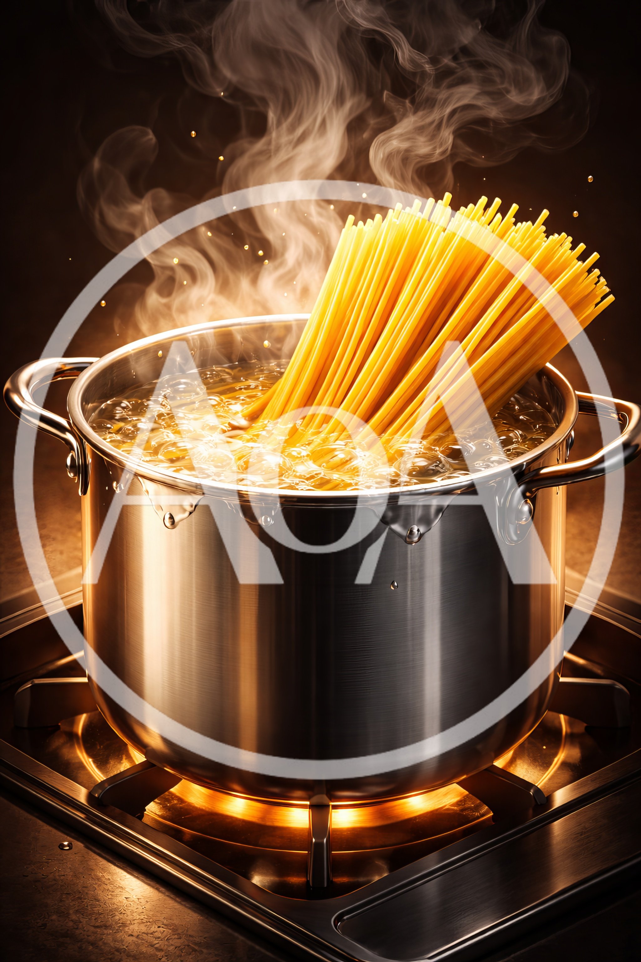 Spaghetti Pasta Cooking In A Stainless Steel Pot