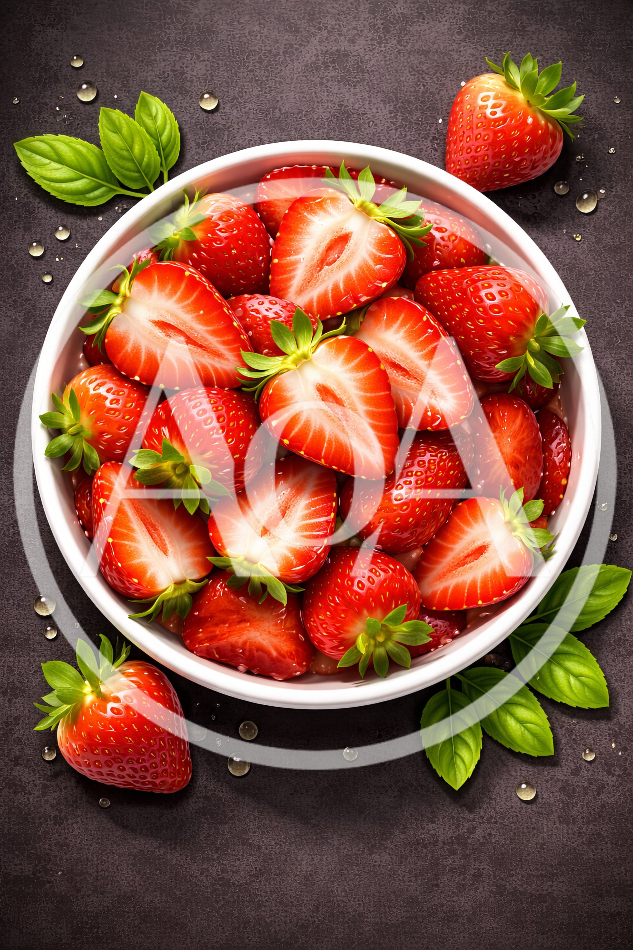 Fresh Strawberries In A White Bowl