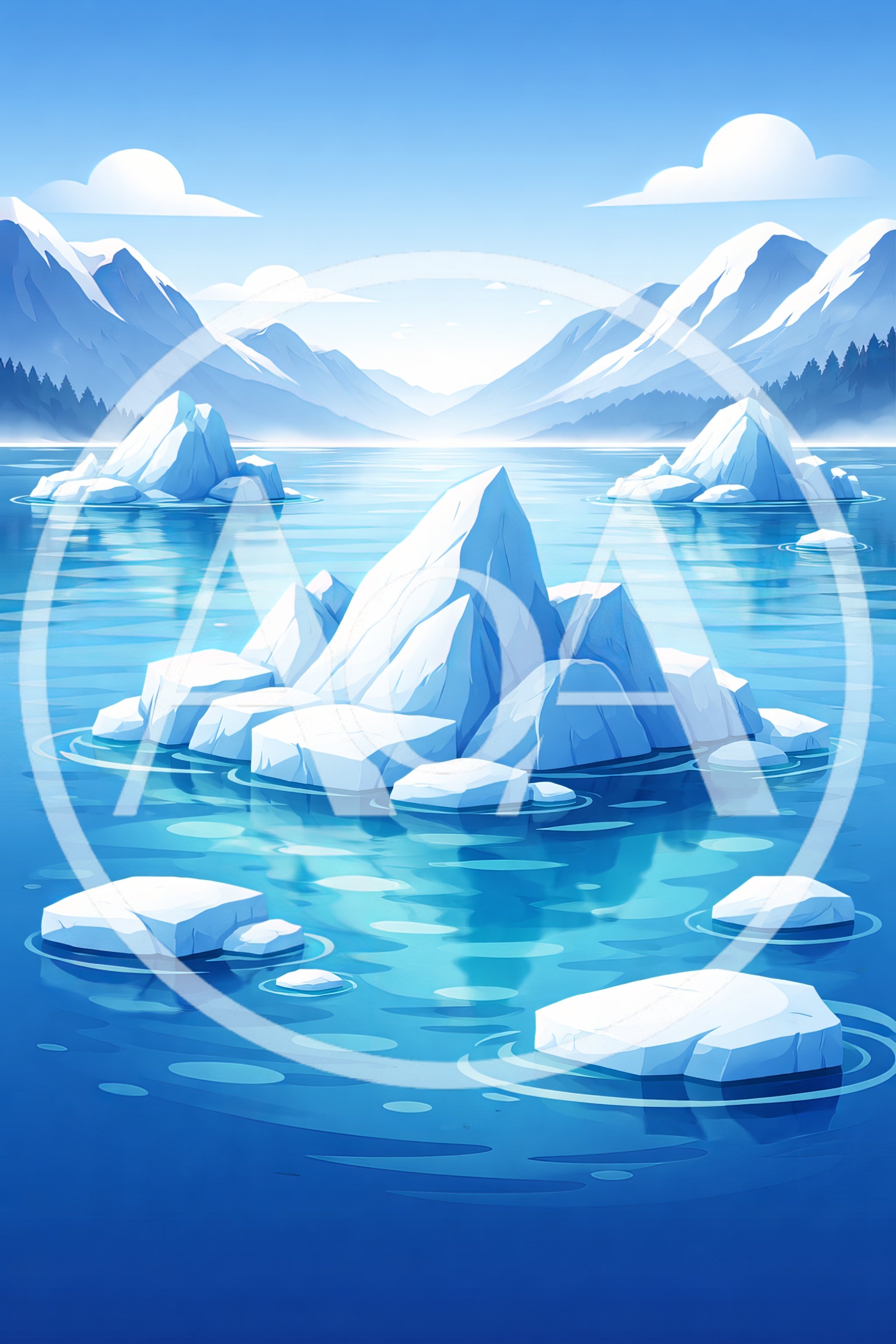 Icebergs Floating In A Calm Arctic Glacial Lake
