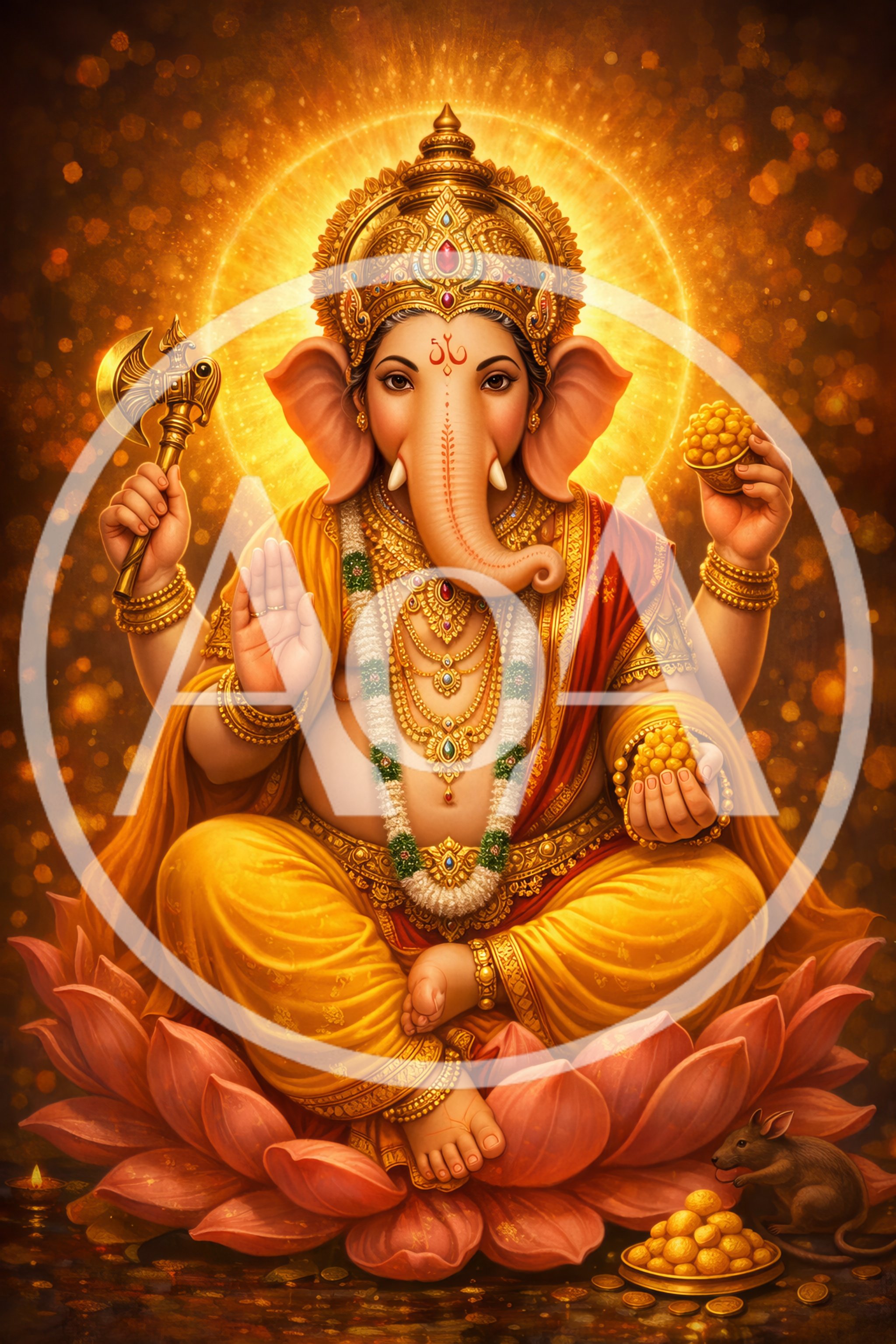 Lord Ganesha Sitting On A Lotus Flower