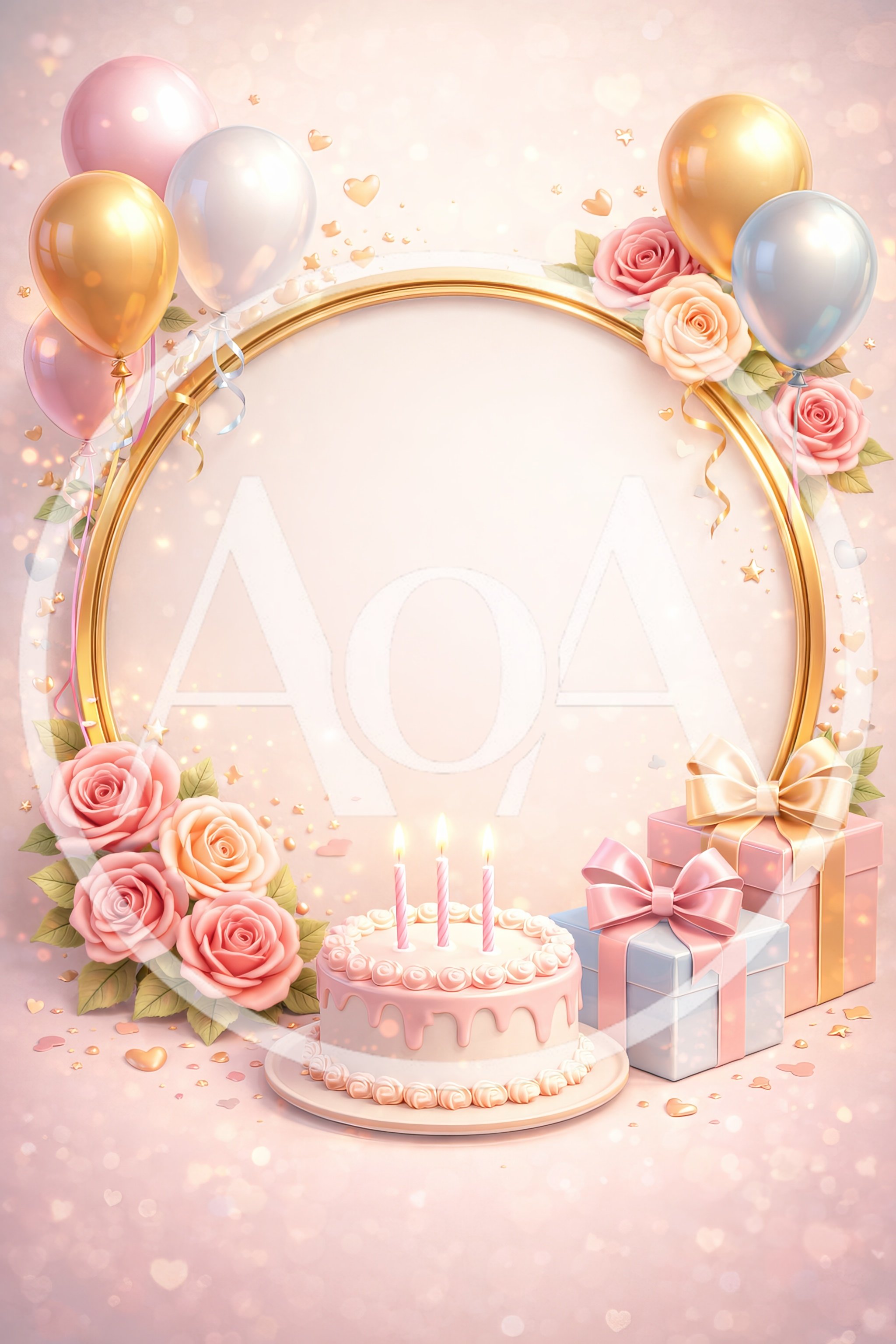 Birthday Celebration Frame With Cake And Gifts