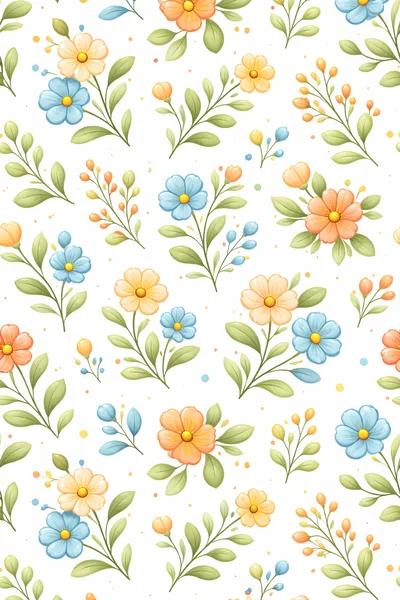Seamless Floral Pattern With Pastel Flowers And Leaves