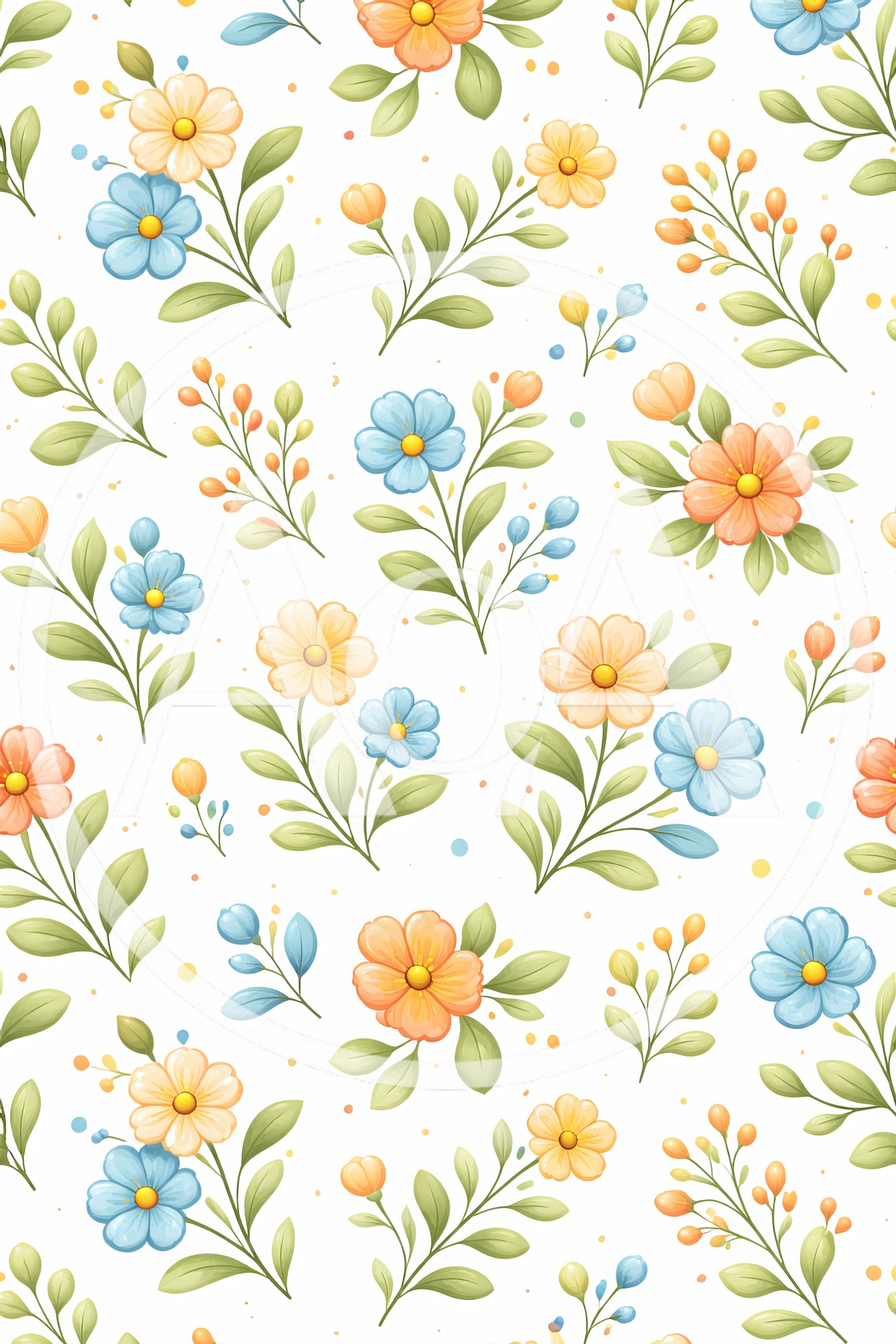Seamless Floral Pattern With Pastel Flowers And Leaves