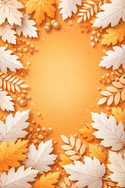Autumnal Leaves and Acorns Border Frame