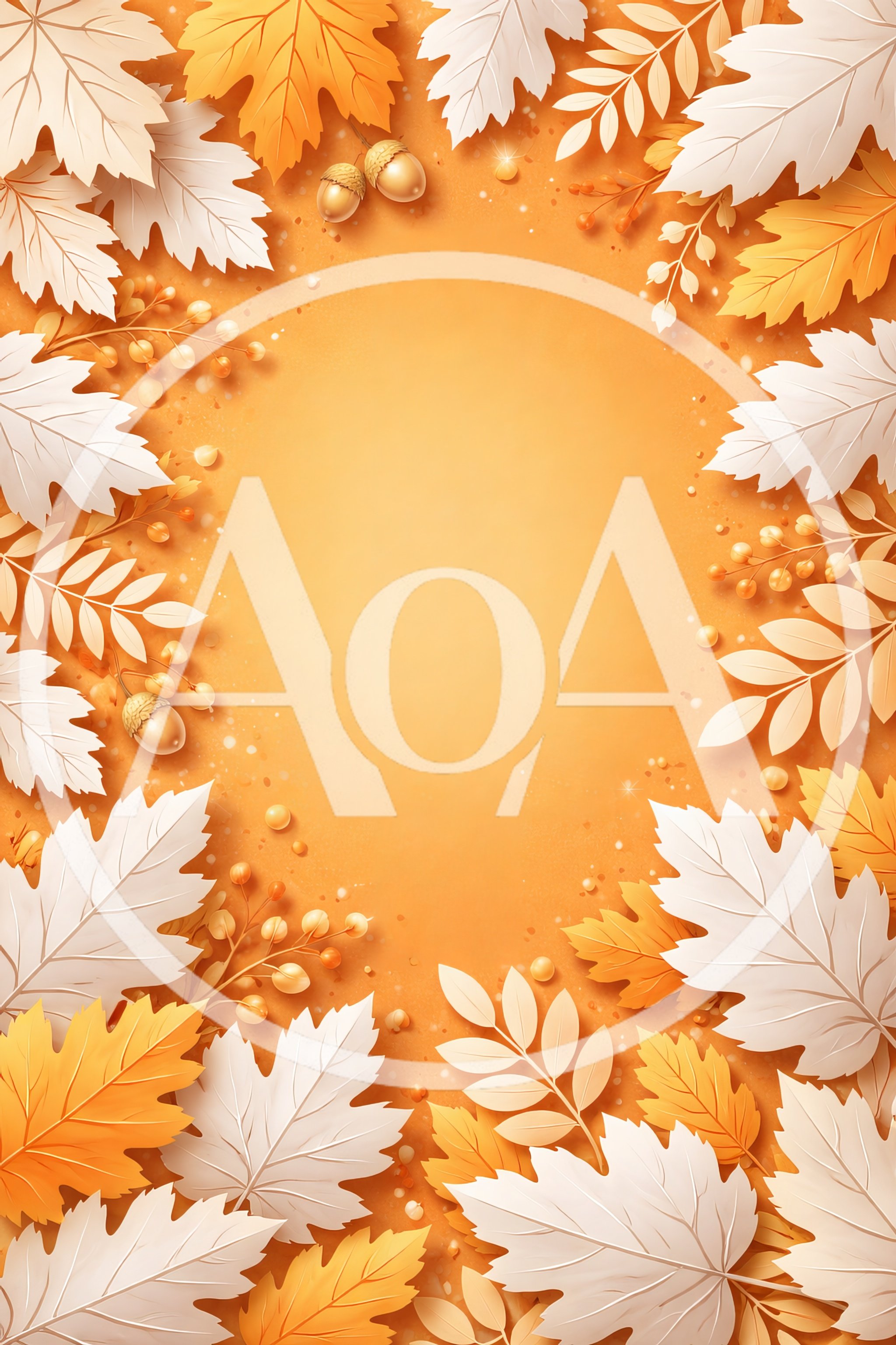 Autumnal Leaves and Acorns Border Frame
