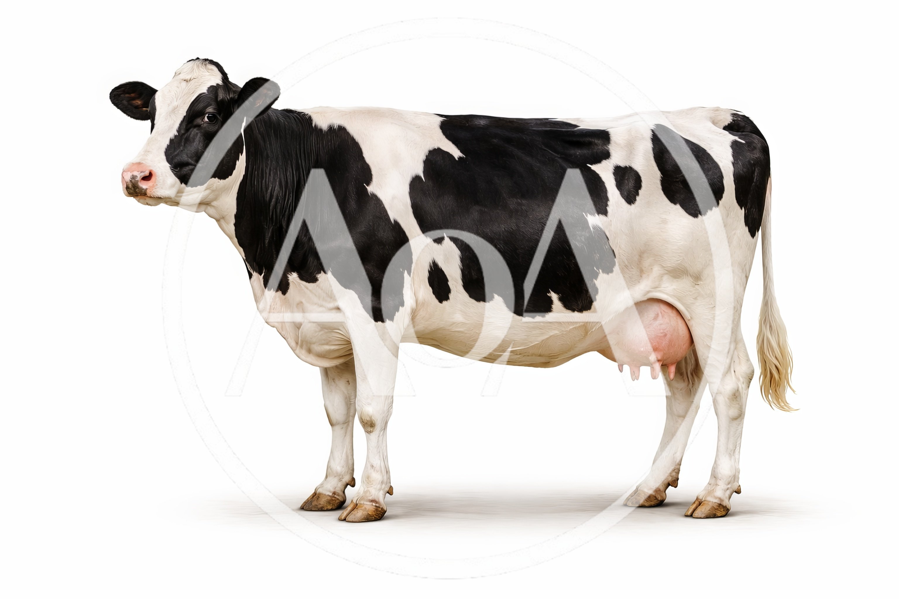 Full Body Studio Portrait Of A Holstein Cow