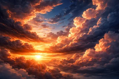 Dramatic Sunset Sky With Glowing Golden Clouds