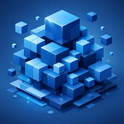 Abstract 3D Blue Geometric Cube Structure