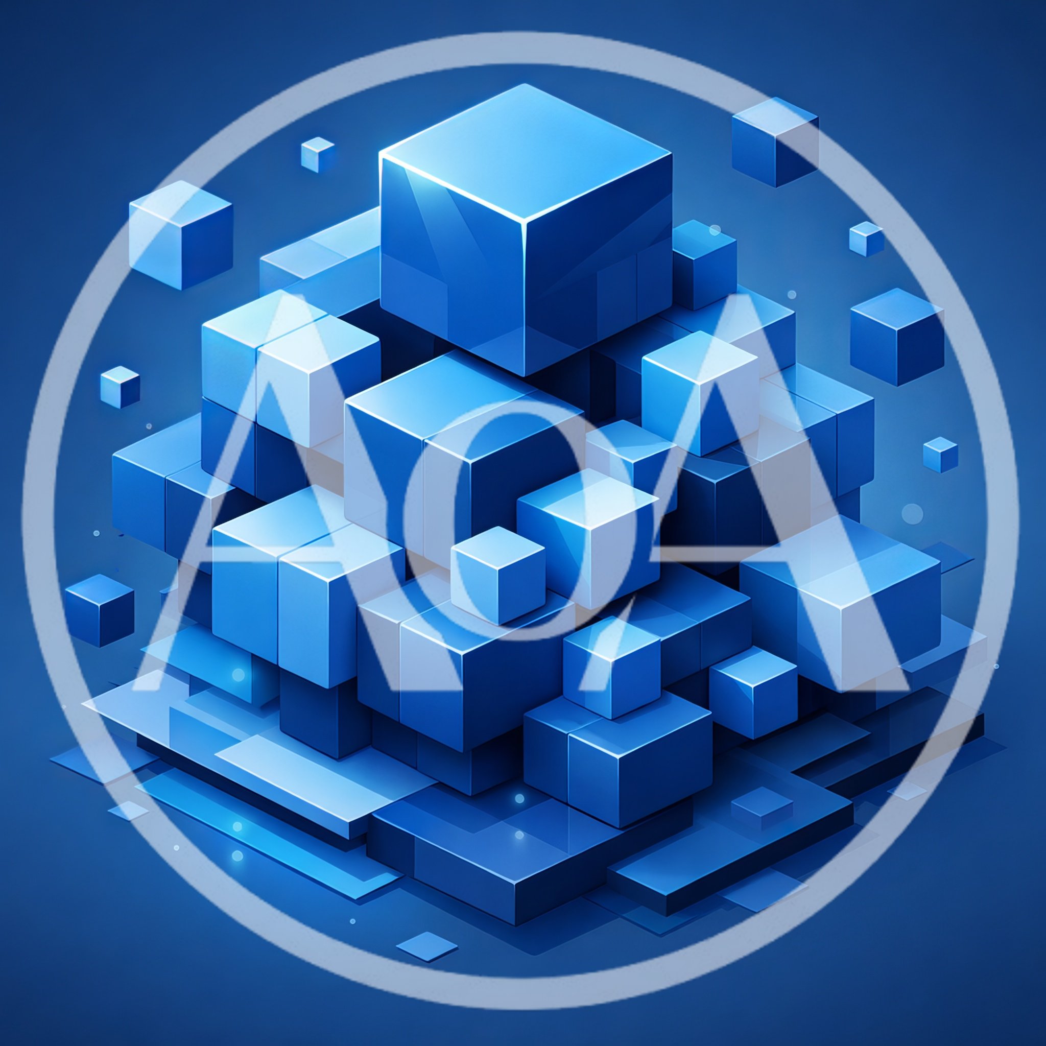 Abstract 3D Blue Geometric Cube Structure