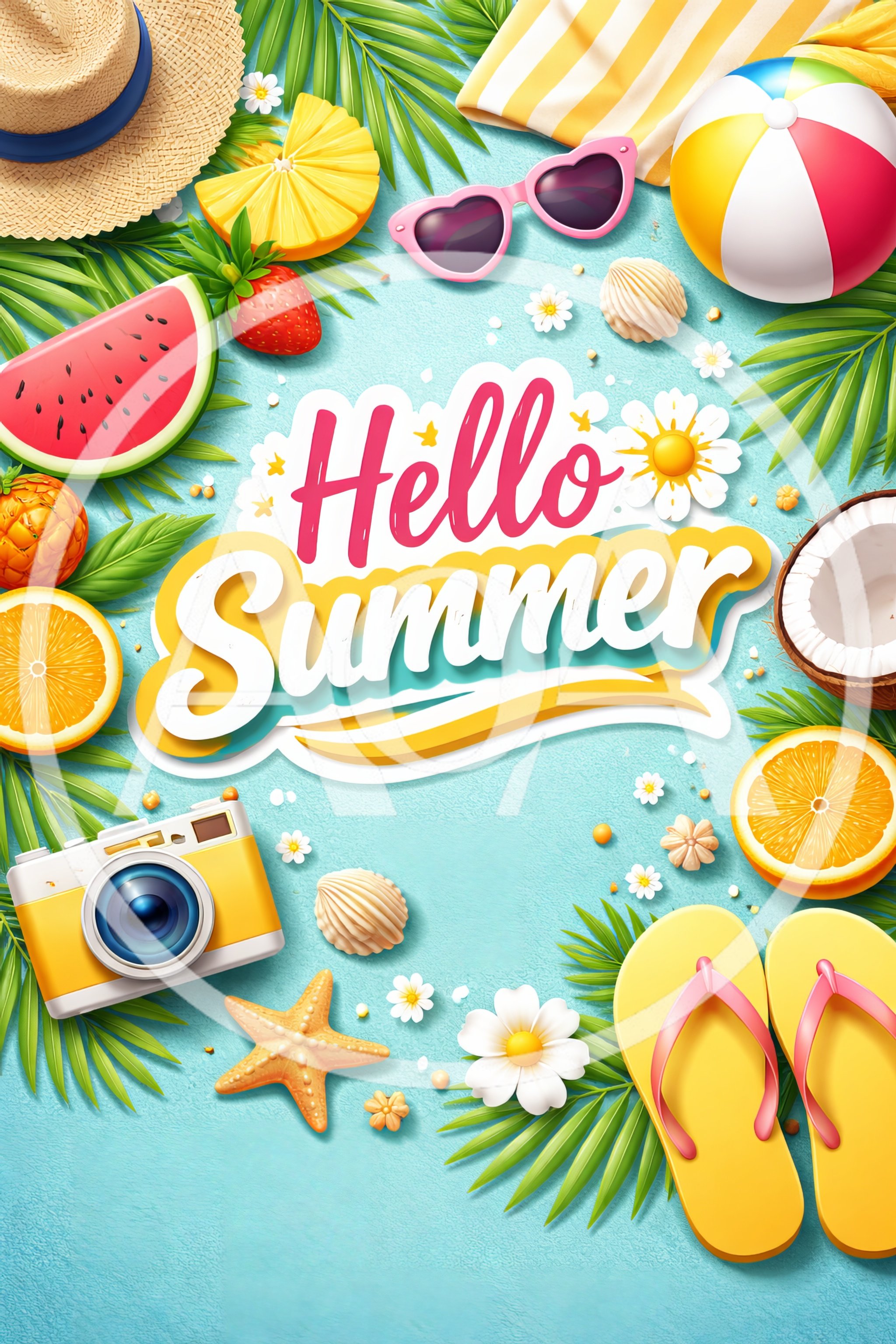 Summer Vacation Flat Lay With Beach Accessories
