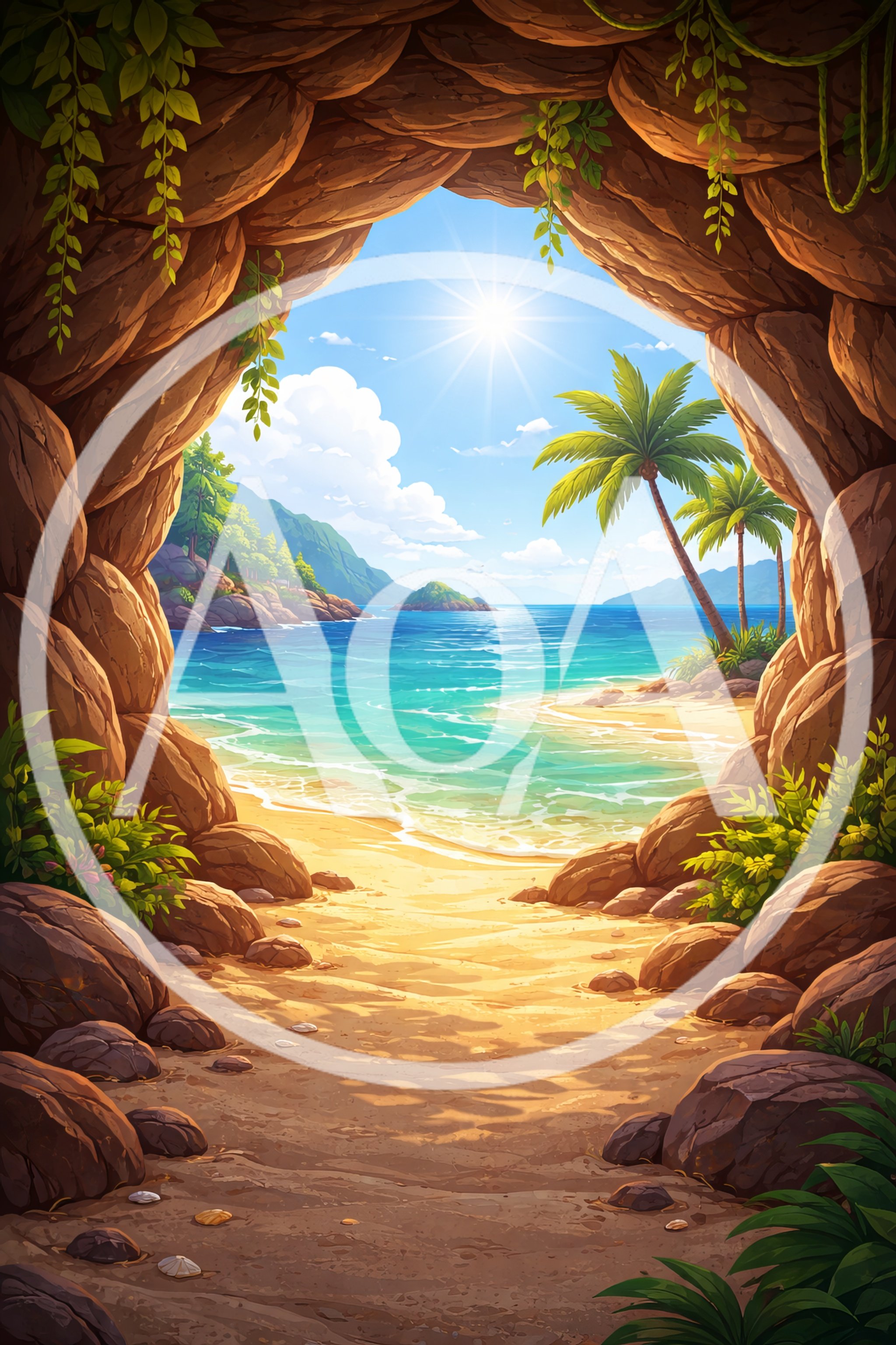 Tropical Beach View From Inside A Rocky Cave