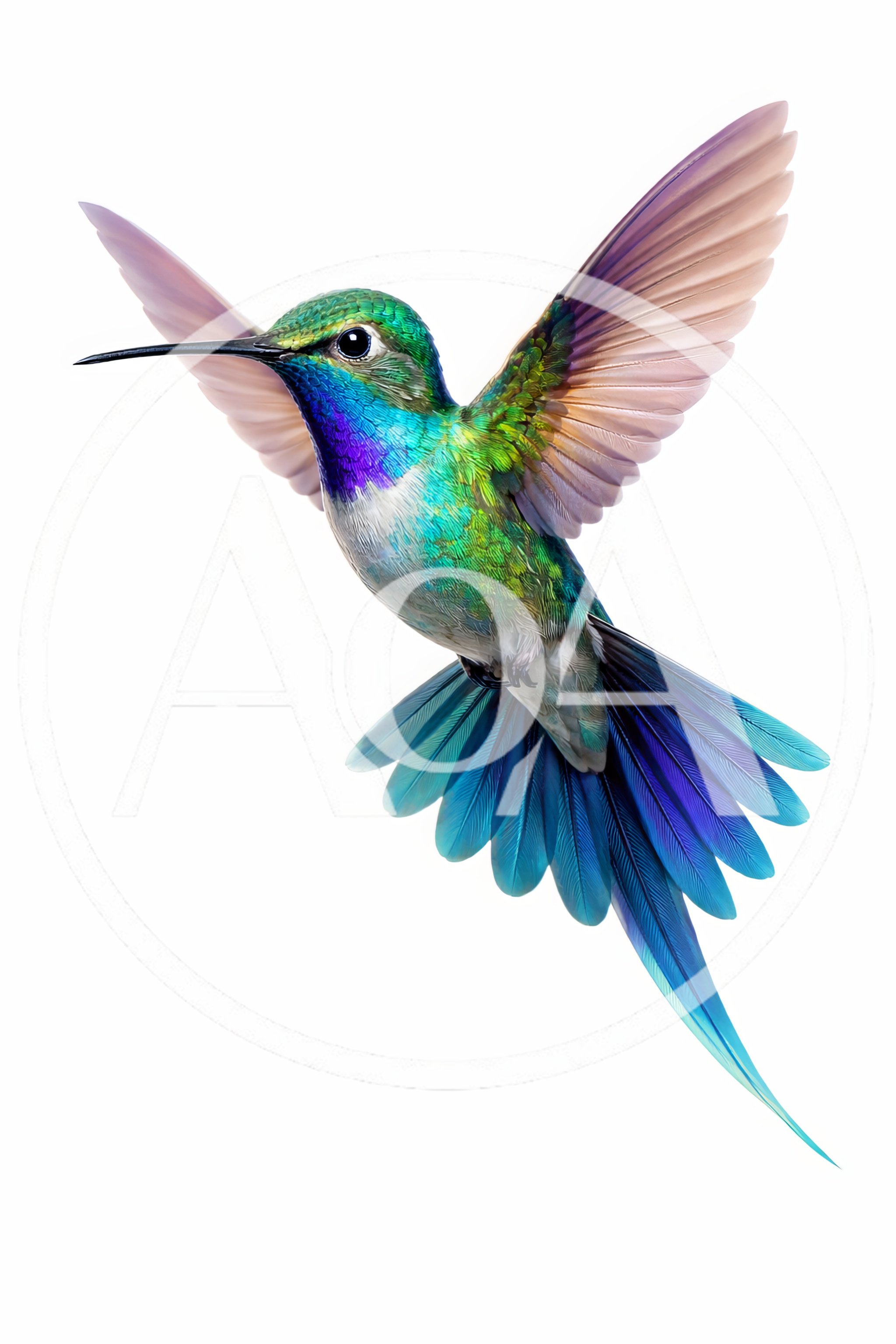 Vibrant Hummingbird Hovering In Mid Air