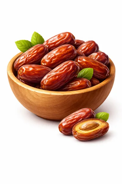 Fresh Dates In A Wooden Bowl