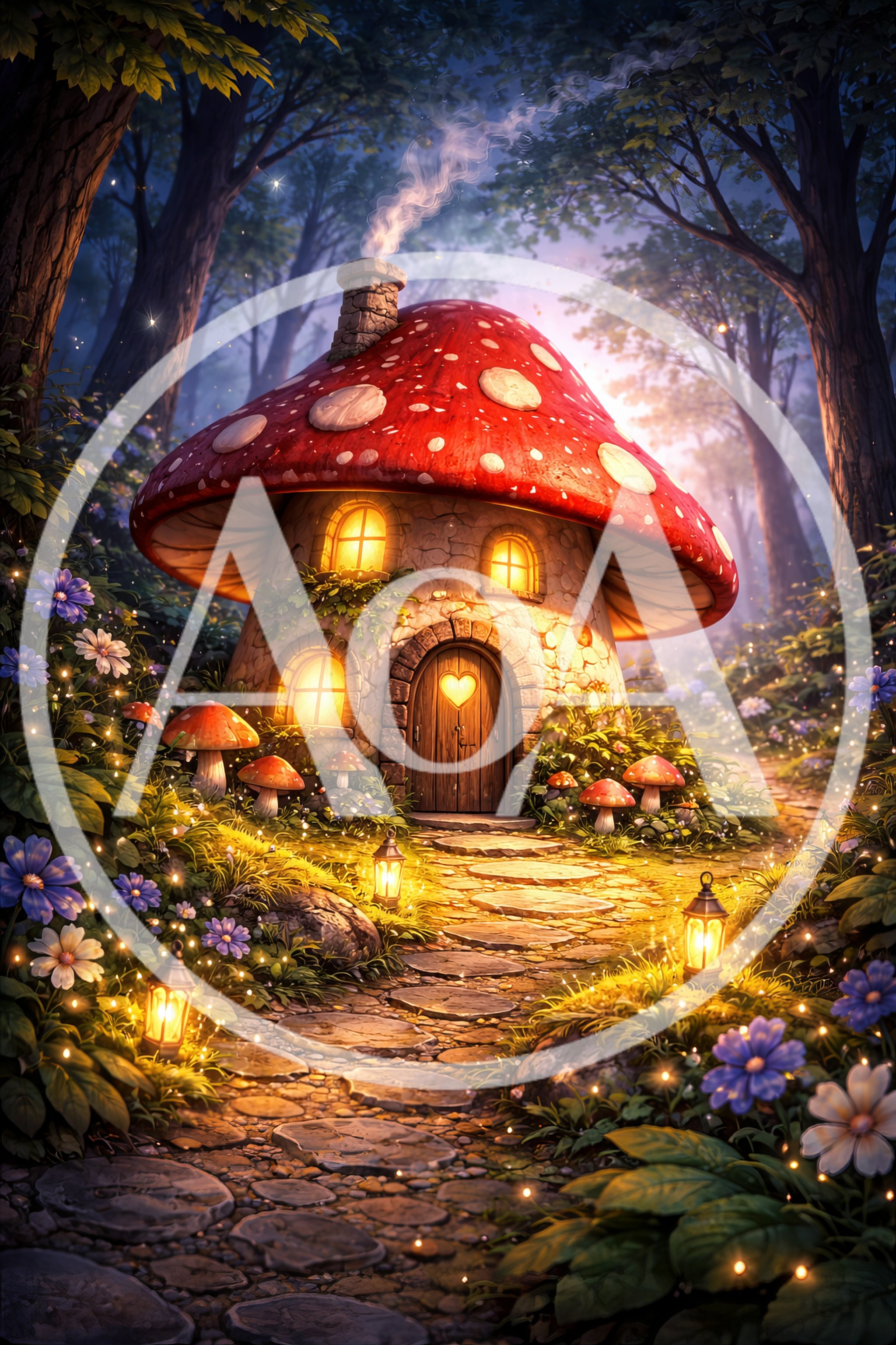 Enchanted Mushroom House In A Magical Forest