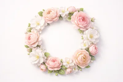 Floral Wreath With Pink And White Roses