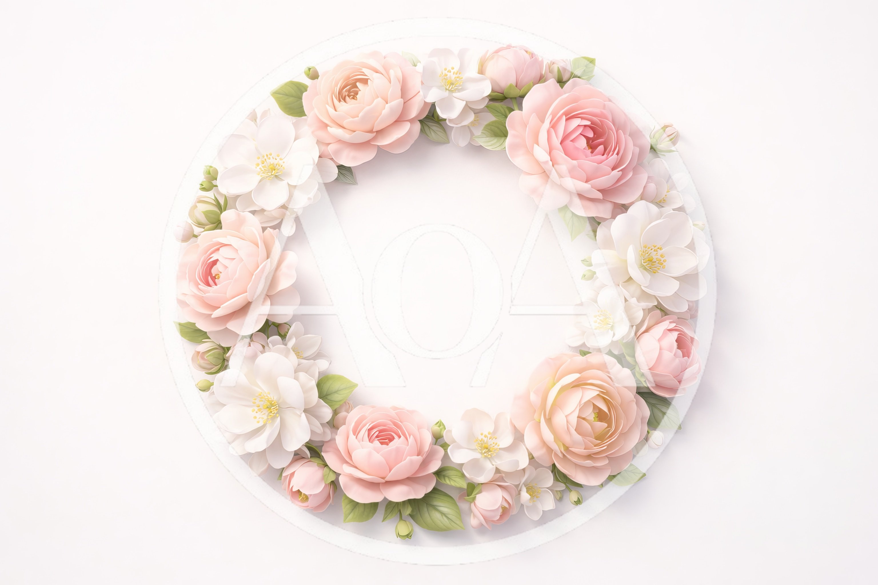 Floral Wreath With Pink And White Roses