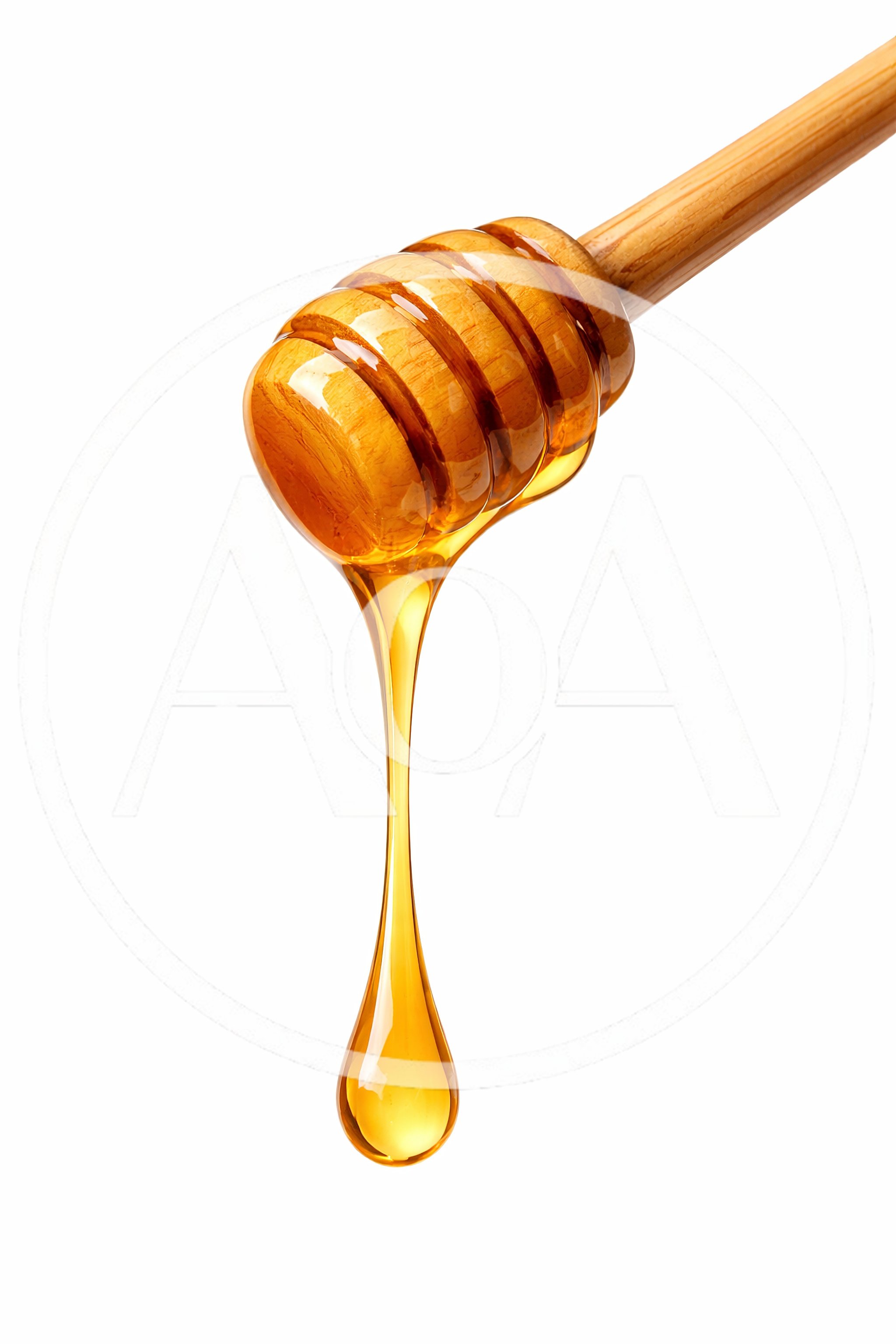 Honey Dripping From A Wooden Honey Dipper