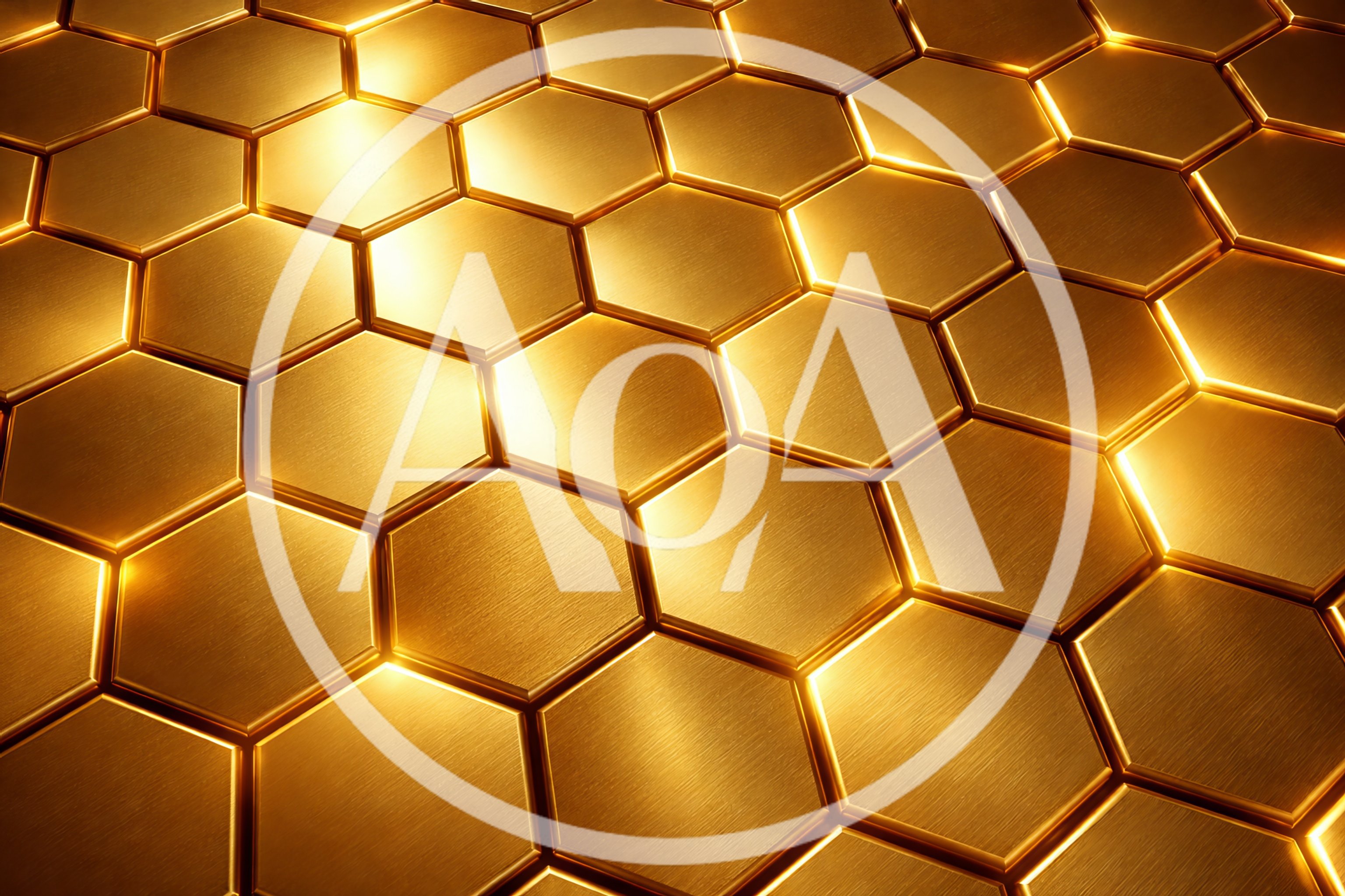 Abstract Golden Hexagonal Metallic Surface Background