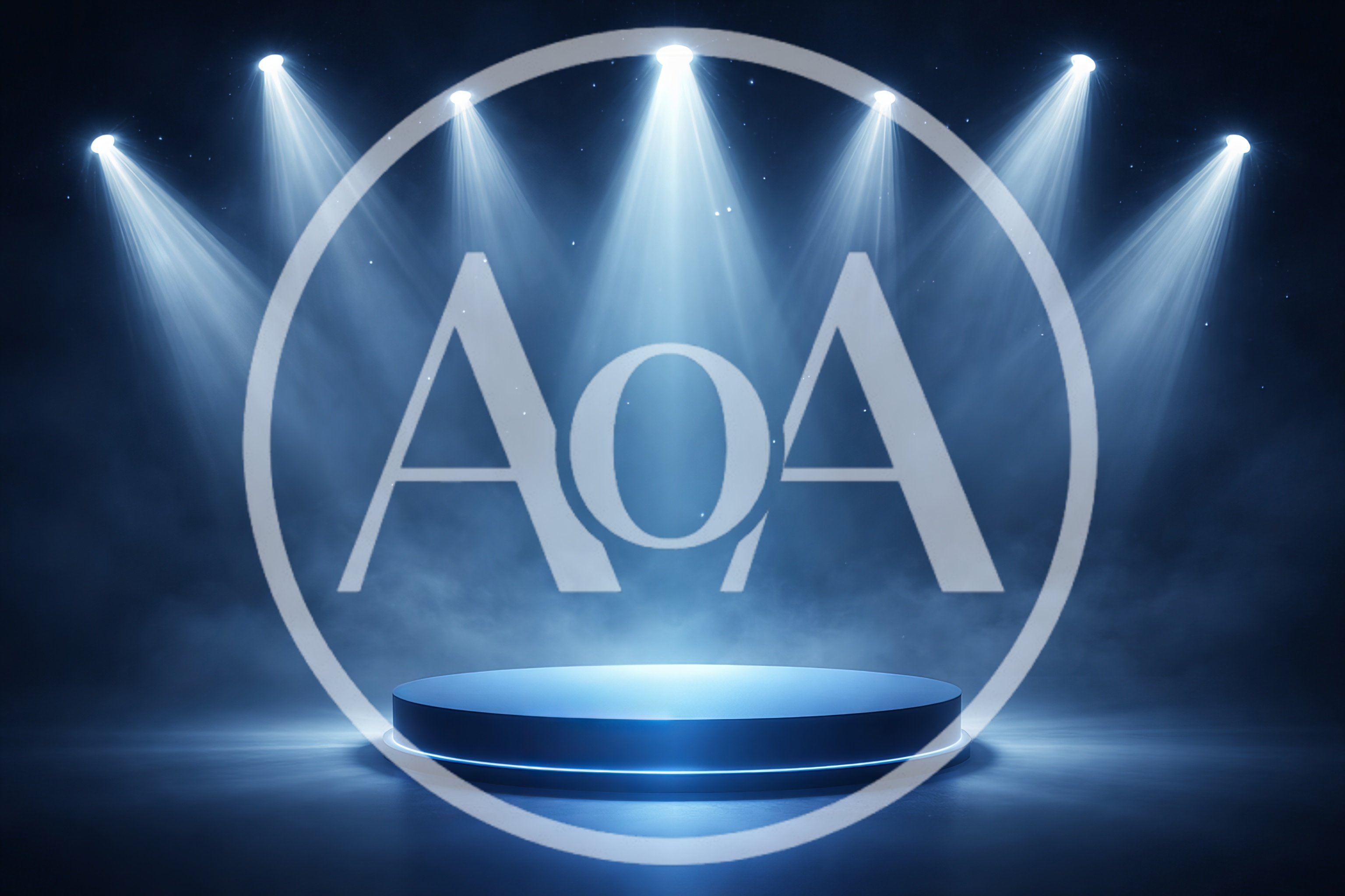 Empty Circular Stage With Blue Spotlight Illumination