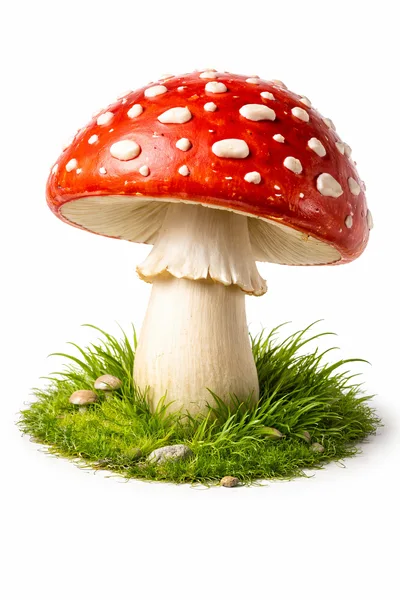 Amanita Muscaria Mushroom Growing In Green Grass