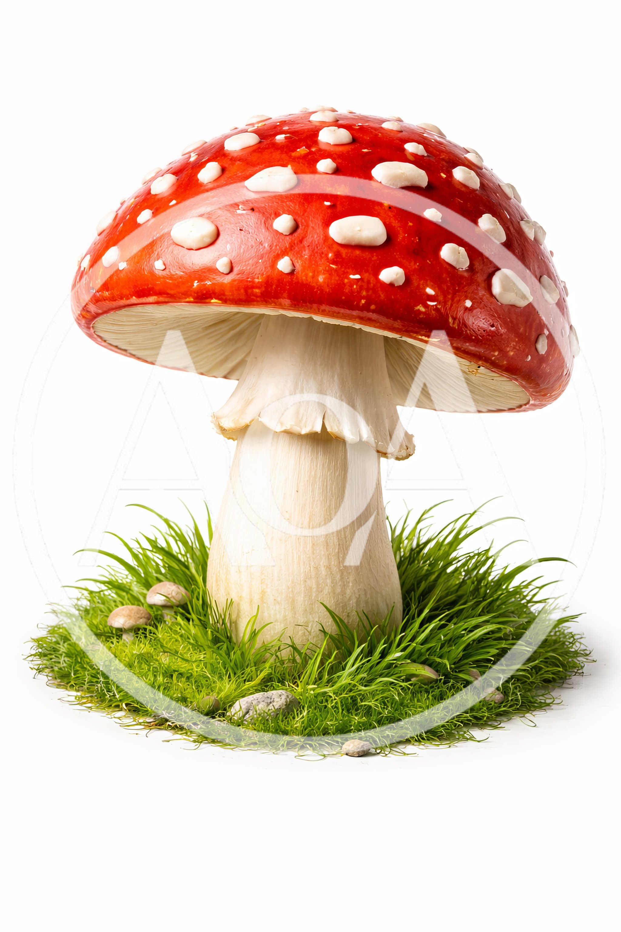 Amanita Muscaria Mushroom Growing In Green Grass